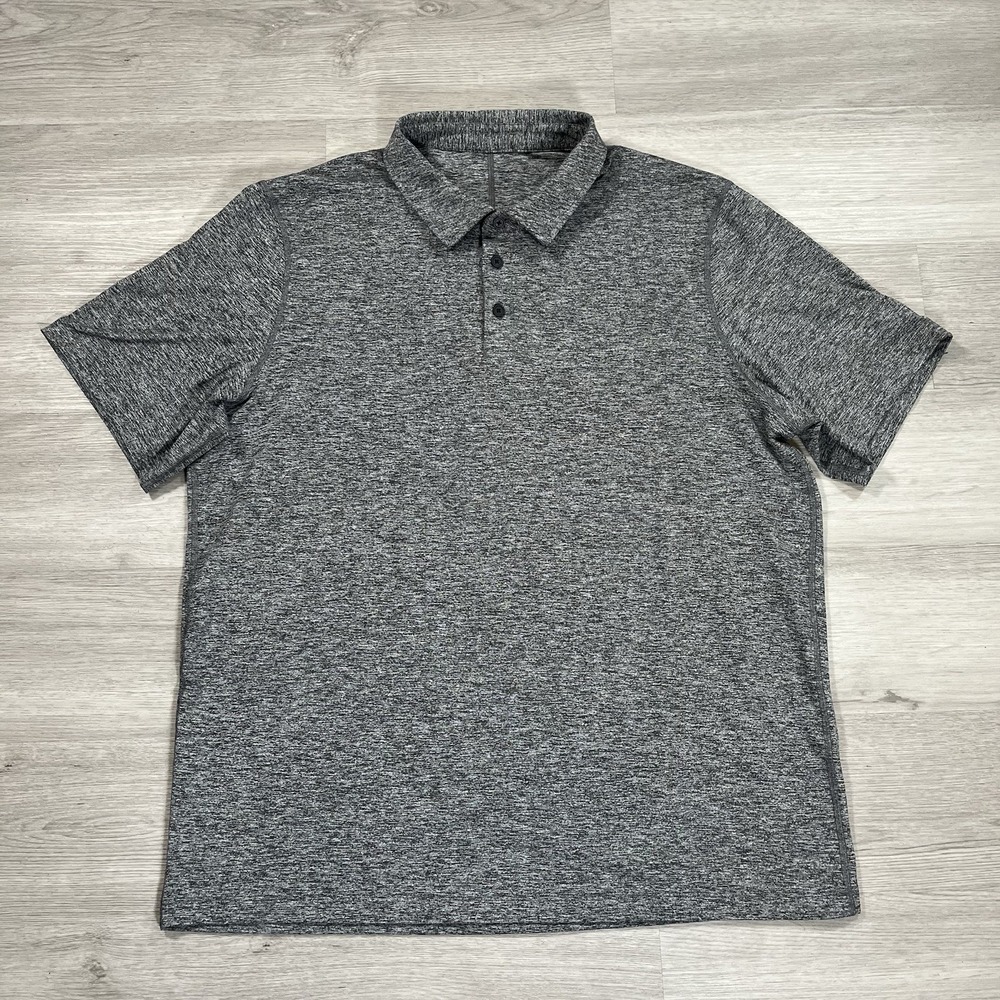 Lululemon Polo Shirt Mens 2XL Gray Active Short Sleeve